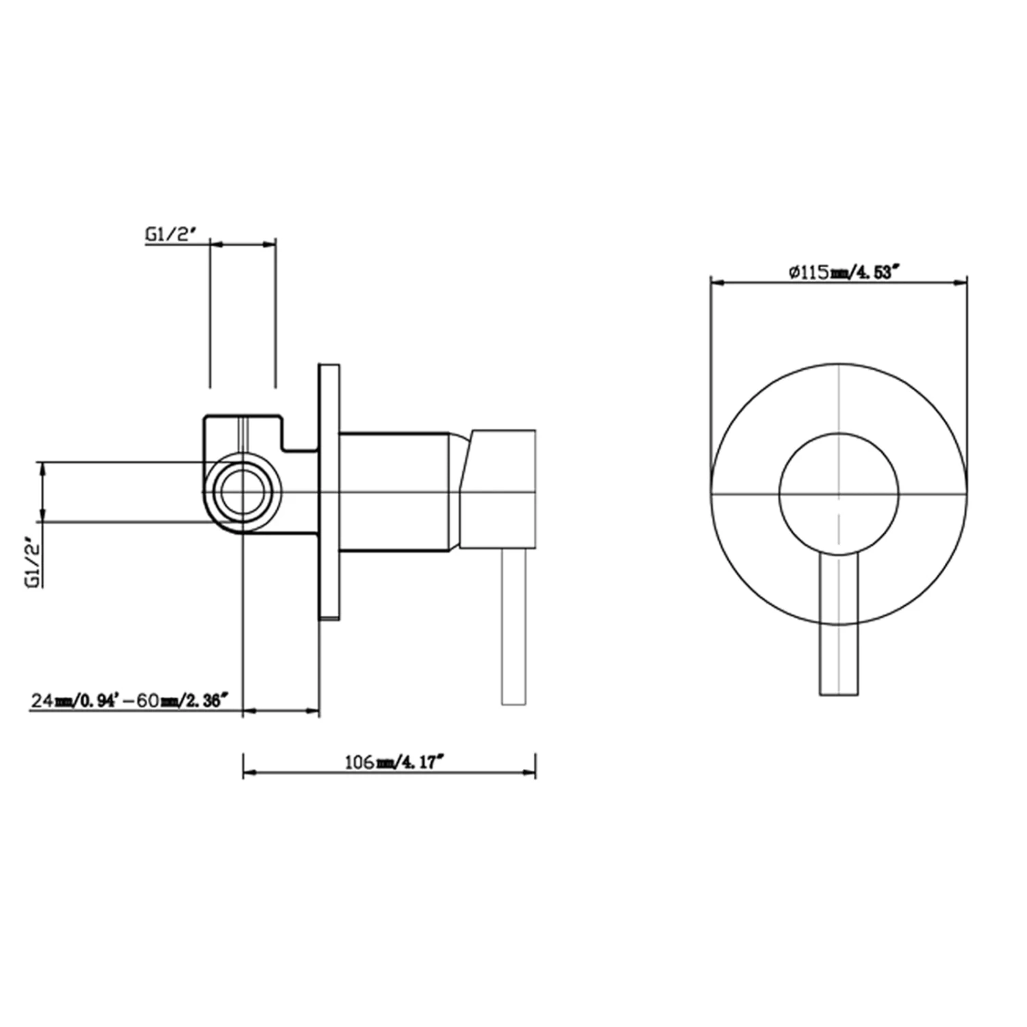 ACA Swivel Bathtub/Vanity Water Spout With Mixer Wall Mounted Round Black - Image 6