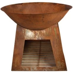 Rustic Wood Store Firebowl W/ Base 60CM