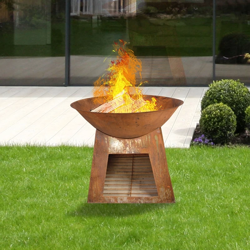 Rustic Wood Store Firebowl W/ Base 60CM - Image 2