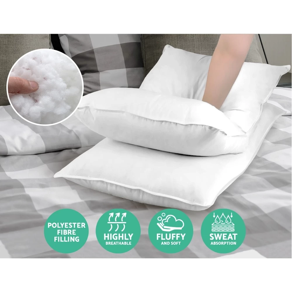 Giselle Bedding Family Hotel 4 Pack Bed Pillow Soft Medium Firm Cotton 48X73CM - Image 3