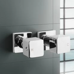 ACA Wall Mount 1/4 Turn Shower Bath Water Taps Brass Square Watermark