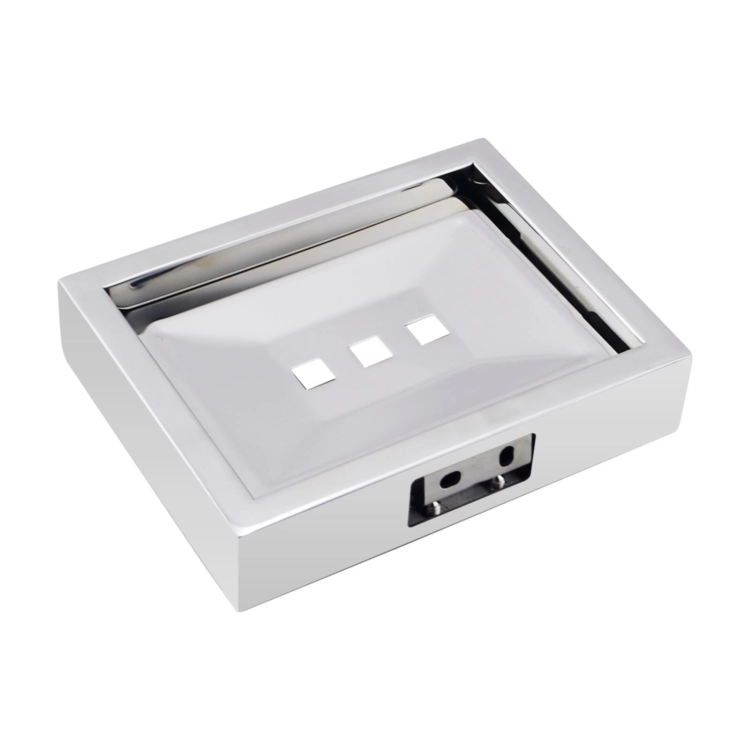 ACA Bathroom Square Soap Dish Holder Chrome - Image 2