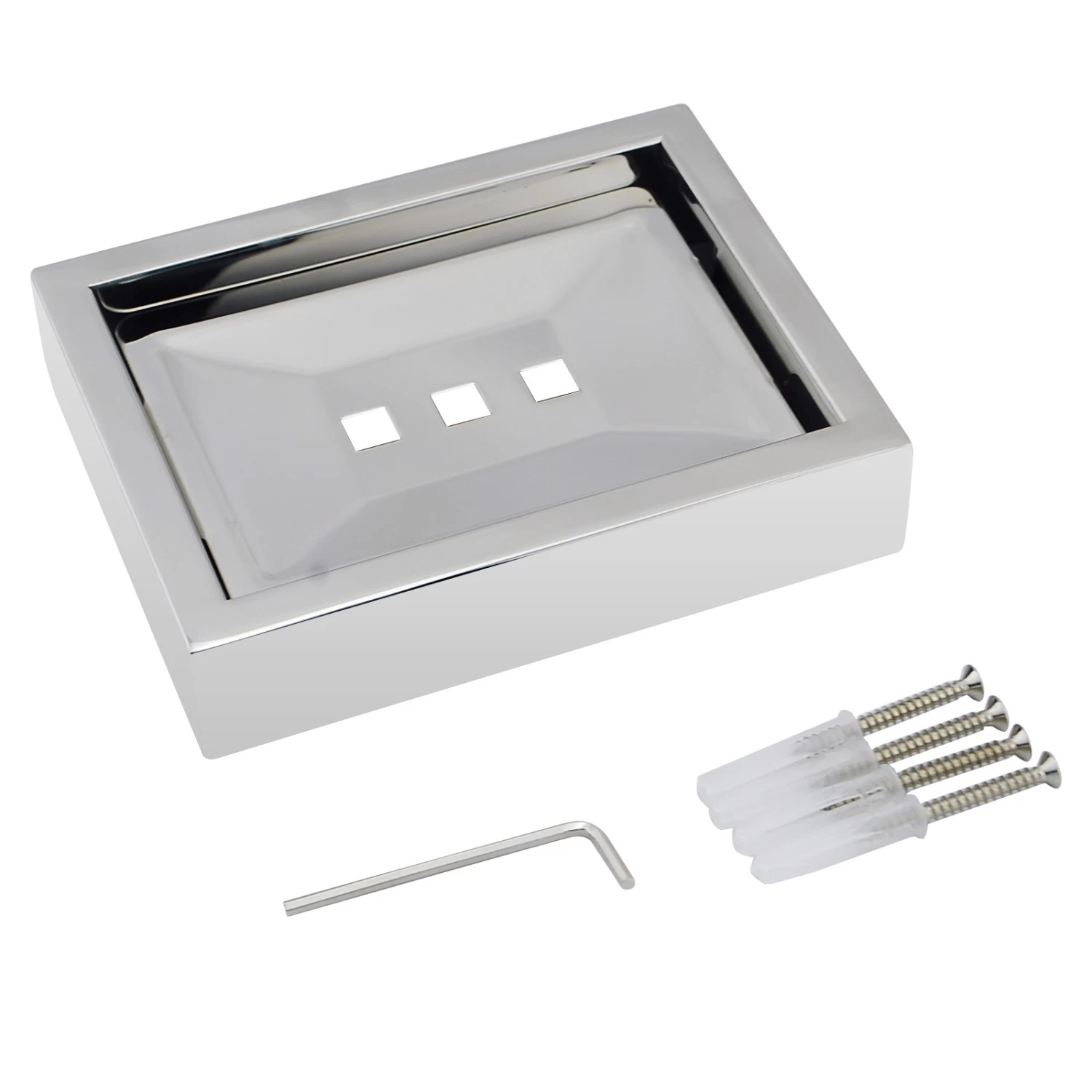 ACA Bathroom Square Soap Dish Holder Chrome - Image 3