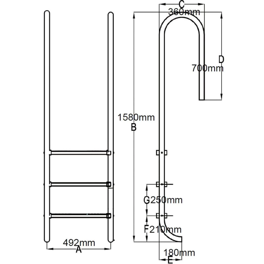 Pool Ladder 3 Steps Stainless Steel 304 120 Cm VidaXL - Image 5