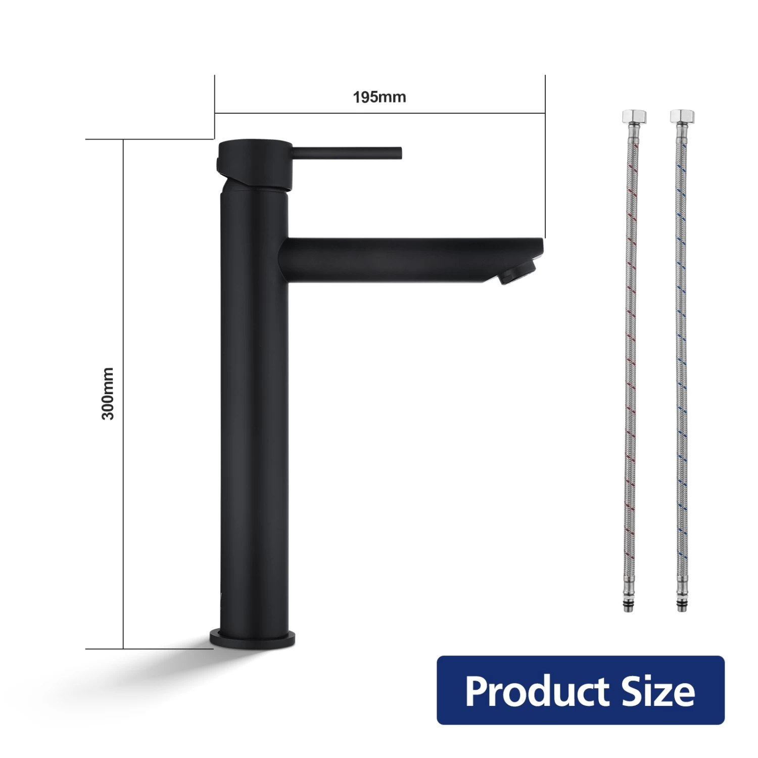 ACA Round Bathroom Taps Tall Basin Mixer Tapware Faucet Brass WELS Matte Black - Image 7