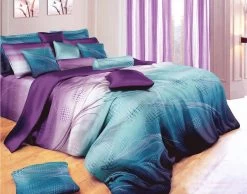 Vitara King Size Bed Quilt Doona Duvet Cover & Pillow Cases Set Green Purple