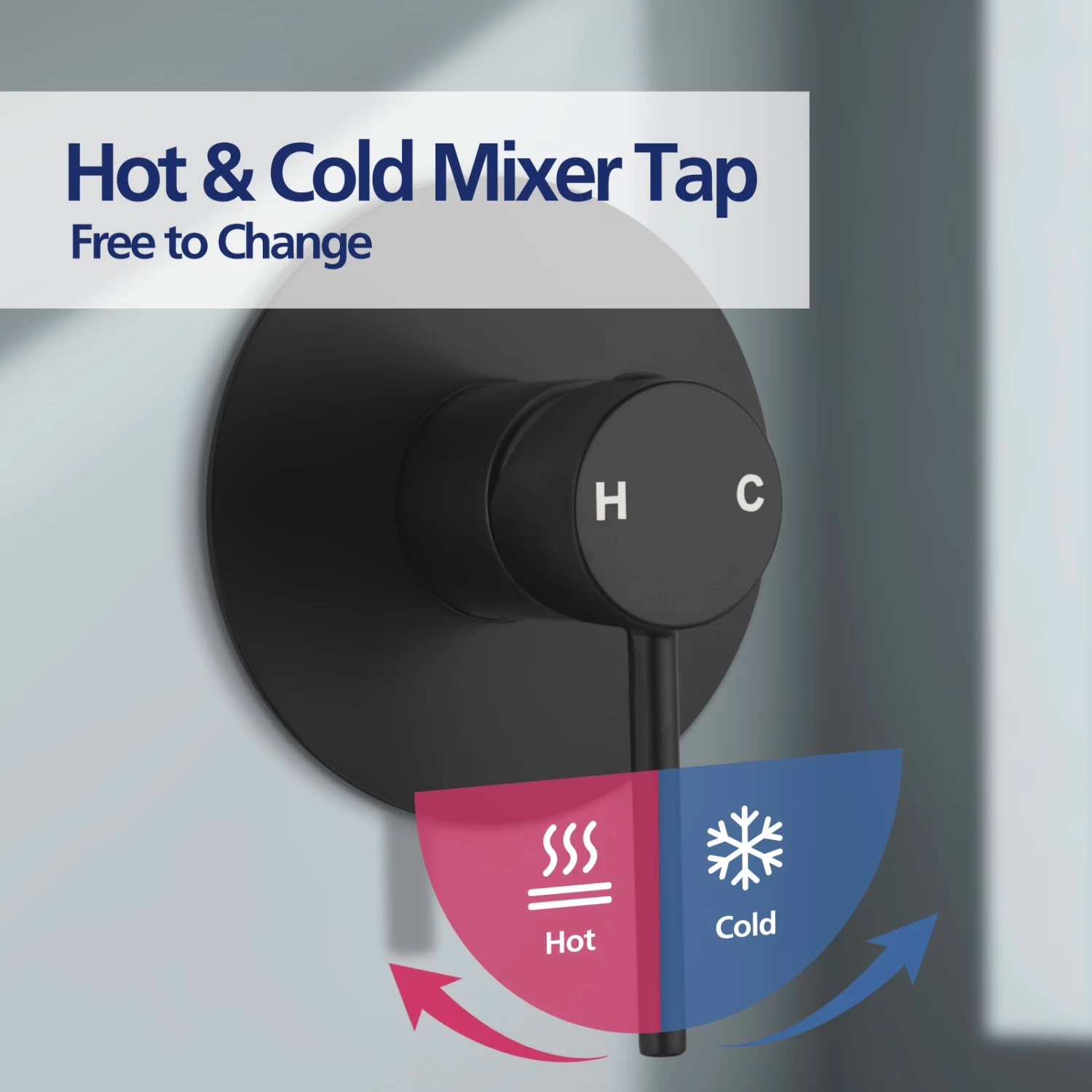 ACA Wall Mounted Round Shower Mixer Tap Matte Black Bath Water Spout Faucet - Image 3