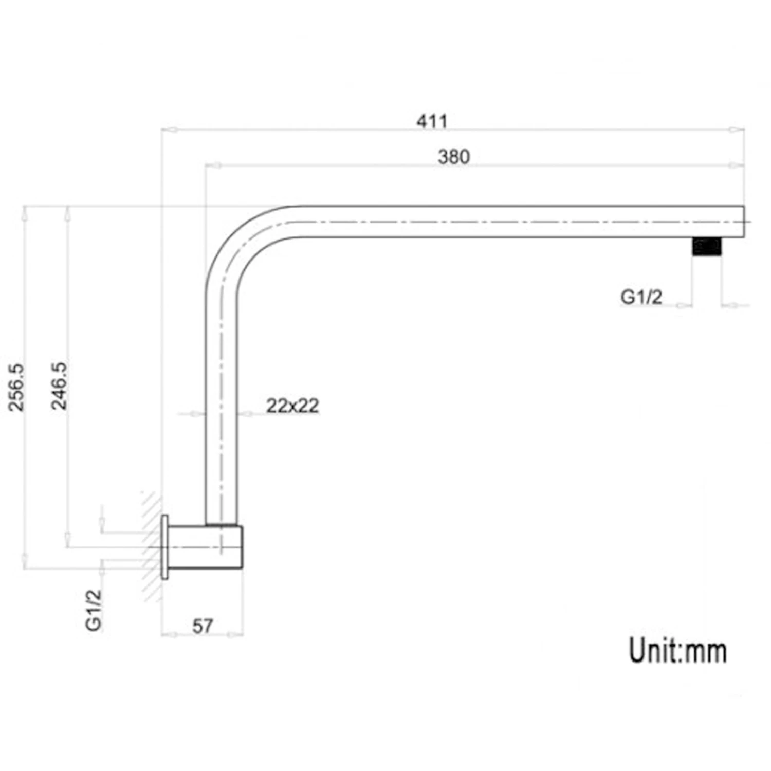 ACA Wall Mounted Adjustable Swivel Shower Extension Arm - Image 5