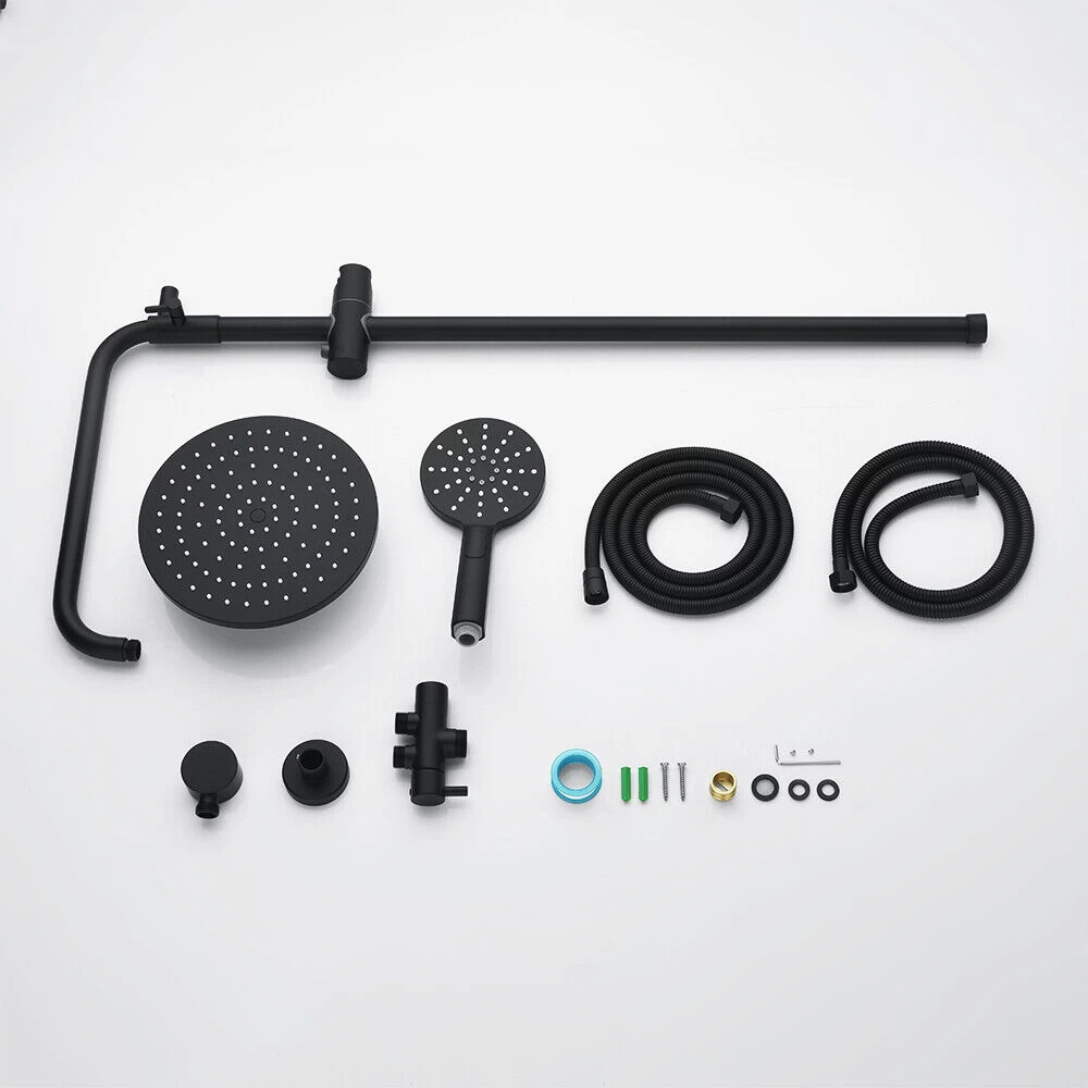 WELS 9" Rain Shower Head Adjustable Sliding Rail Set Dual Hose Twin Head Black - Image 10