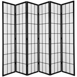 Shoji Room Divider Screen Black 6 Panel