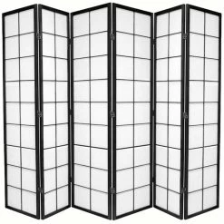 Zen Room Divider Screen Black 6 Panel