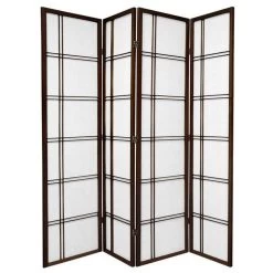 Cross Room Divider Screen Brown 4 Panel