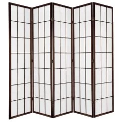 Shoji Room Divider Screen Brown 5 Panel