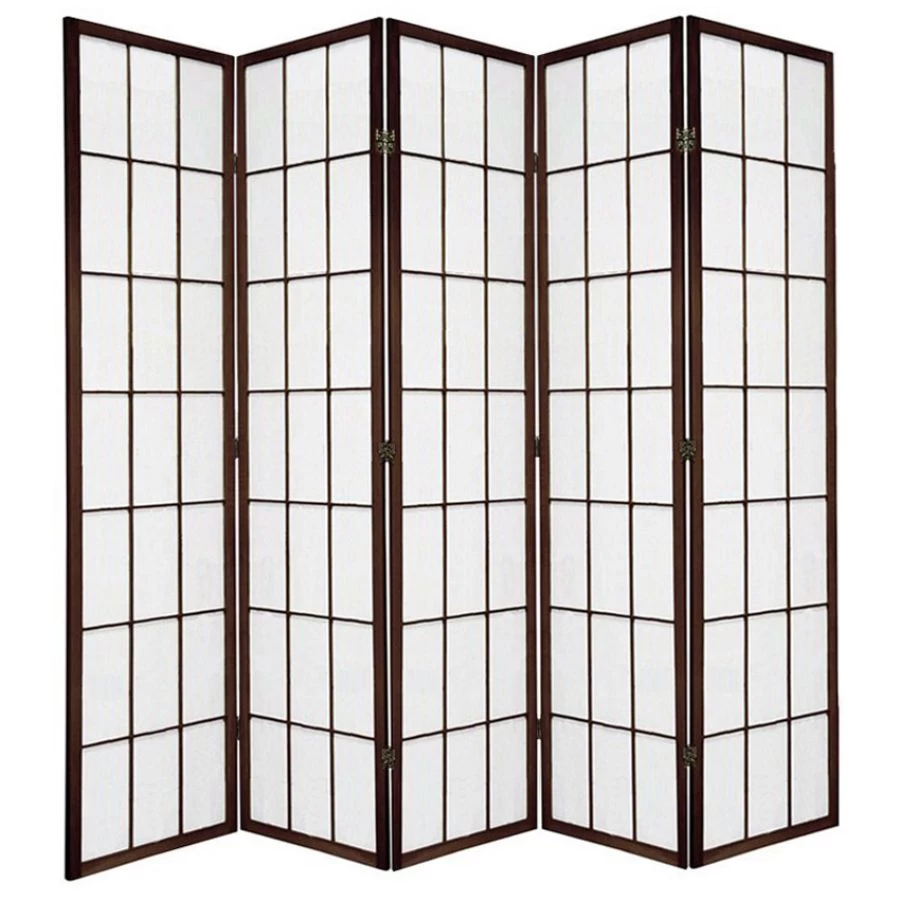 Shoji Room Divider Screen Brown 5 Panel
