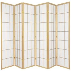 Shoji Room Divider Screen Natural 6 Panel